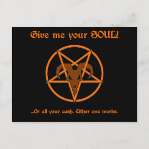 Soul Cash Pentacle Satanic Dark Humor Goat Briefkaart