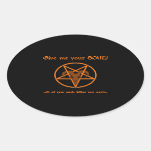Soul Cash Pentacle Satanic Dark Humor Goat Ovale Sticker