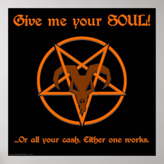 Soul Cash Pentacle Satanic Dark Humor Goat Poster (Voorkant)