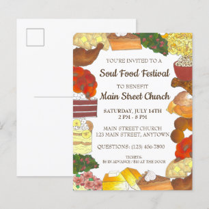 Soul Food Festival Evenement Zuidelijke keuken Kok Uitnodiging Briefkaart