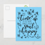 'Soul Happy' past achtergrondkleur Briefkaart aan (Voorkant / Achterkant)