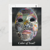 Soul komt in al kleurenmasker briefkaart (Voorkant / Achterkant)
