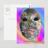 Soul komt in al kleurenmasker briefkaart (Voorkant / Achterkant)