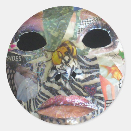 Soul komt in al kleurenmasker ronde sticker (Voorkant)