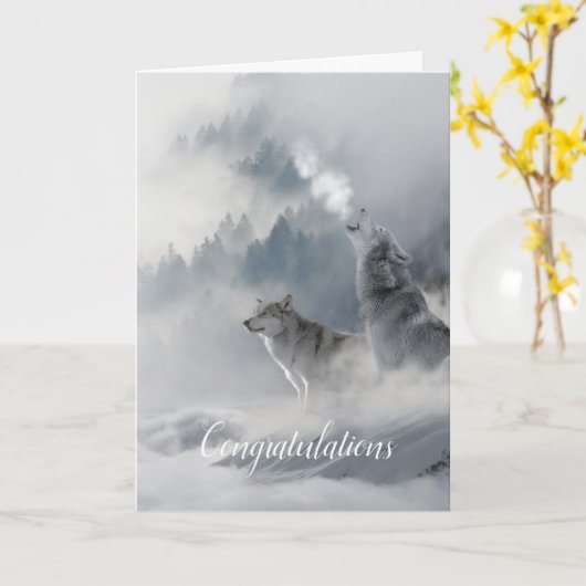 Soul Mate Wolves Wedding Card Verticaal Kaart (Gele Bloem)