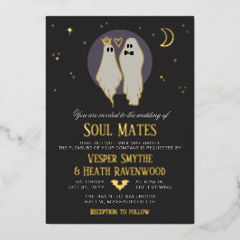 Soul Mates Halloween Geestrijke Huwelijksvoltrekki Folie Uitnodiging