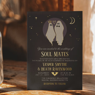 Soul Mates Halloween Geestrijke Huwelijksvoltrekki Folie Uitnodiging