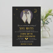 Soul Mates Halloween Haunted Ghost Wedding Folie Uitnodiging (Staand Voorkant)