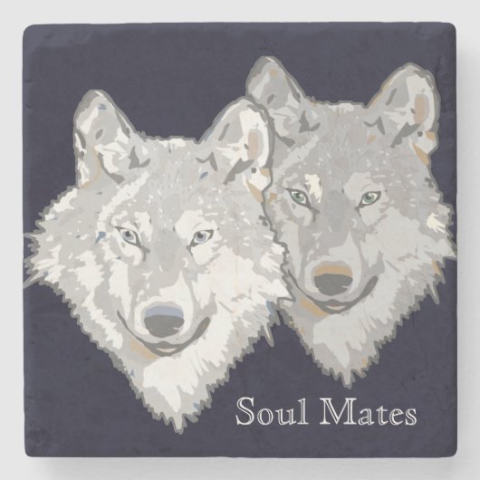 Soul Mates Wolves Stone Onderzetter (Voorkant)
