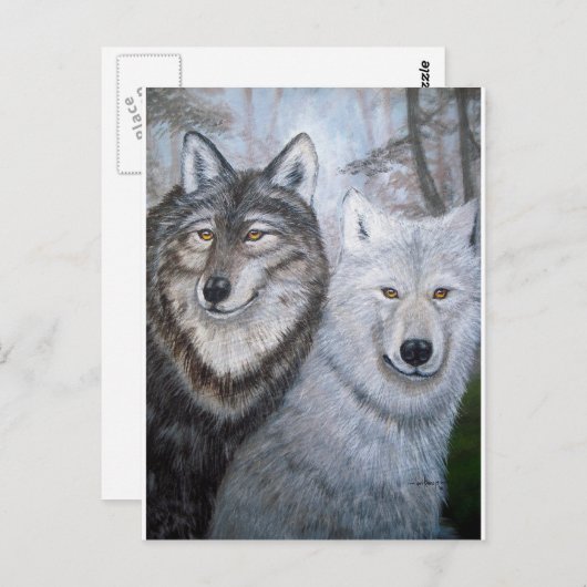 Soul Mates Wolves van Lori Karels Briefkaart (Voorkant / Achterkant)