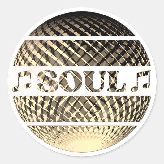 Soul muziek disco bal goud ronde sticker (Voorkant)
