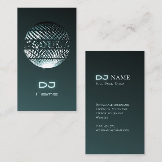 Soul muziek DJ Visitekaartje (Voorkant / Achterkant)