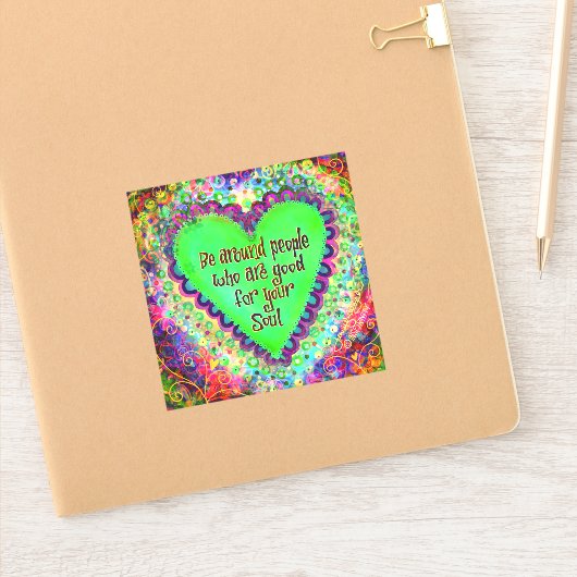 Soul People Groen Hart Leuk Trendy Inspirity Sticker (Notitieboek)