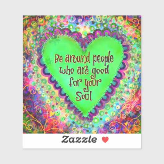 Soul People Groen Hart Leuk Trendy Inspirity Sticker (Vel)