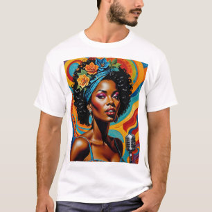 Soul Singer Kleurrijke Retro Music Art T-shirt
