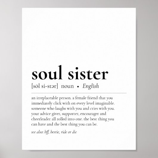 Soul Sister Definition Best Friend Friendship Gift Poster (Voorkant)