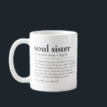 Soul Sister Definition Betekenis van Beste Vriende Koffiemok<br><div class="desc">Ben je op zoek naar het perfecte cadeau voor je beste vriend? Je hoeft niet verder te kijken! Dit gevoel van een goede definitie van Soul Sister is het perfecte cadeau aan het show hoeveel je je bijen waardeert! Of je nu op zoek bent naar een betekenisvol verjaardagsgeschenk voor je...</div>