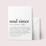 Soul Sister Definition Dictionary Art Greeting Kaart<br><div class="desc">Ben je op zoek naar de perfecte kaart voor je beste vriend? Je hoeft niet verder te kijken! Dit gevoel is een goede Soul Sister-definitiekaart.. de perfecte kaart om te shows hoeveel je je bijenvlees waardeert. Of je nu op zoek bent naar een betekenisvolle verjaardagskaart voor je bff of gewoon...</div>