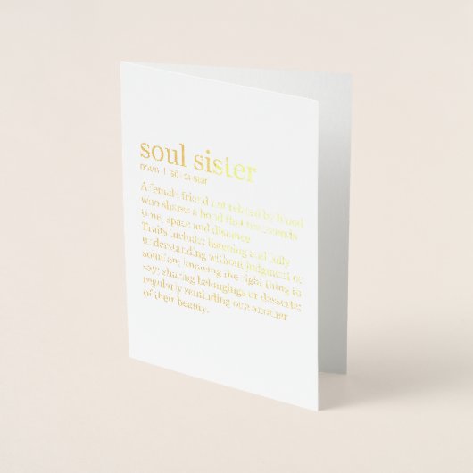 Soul Sister Goud Folie Kraft Kaart (Voorkant)
