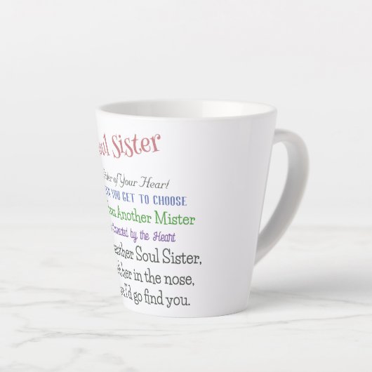 Soul Sister Heartwarming & Funny Coffee Latte Mok (Rechterhoek)