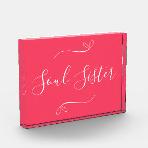 Soul Sister Hot Pink Minimal Modern Photo Block Fotoblokken