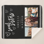 Soul Sisters Drie foto zwart en wit Sherpa Deken (Voorkant (horizontaal))