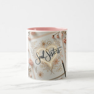 Soul Sisters Elegante Kalligrafie Tweekleurige Koffiemok