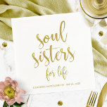 Soul Sisters for Life Glitter Bachelorette Servetten<br><div class="desc">Een elegant ontwerp van de snijkant,  kenmerkt de tekst "Zuidelijke Zussen voor het Leven"in een geëxtraheerde manuscriptdoopvont,  voegt de glittertextuur een feestelijke en glamoureuze aanraking toe. Neem contact met me op als je een speciaal verzoek hebt.</div>
