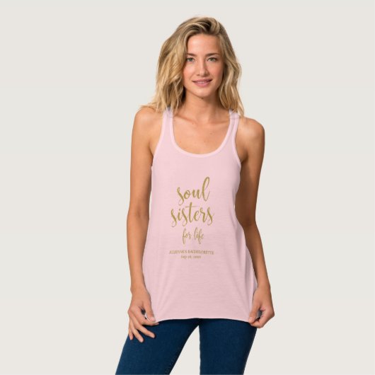 Soul Sisters for Life Glitter Bachelorette Tanktop (Volledige Voorkant)