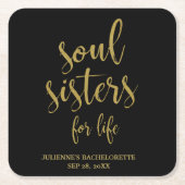 Soul Sisters for Life Gold Glitter Bachelorette Kartonnen Onderzetters (Voorkant)