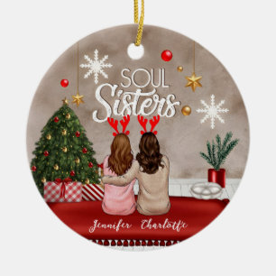 Soul Sisters Gepersonaliseerde Beste Vrienden Xmas Keramisch Ornament