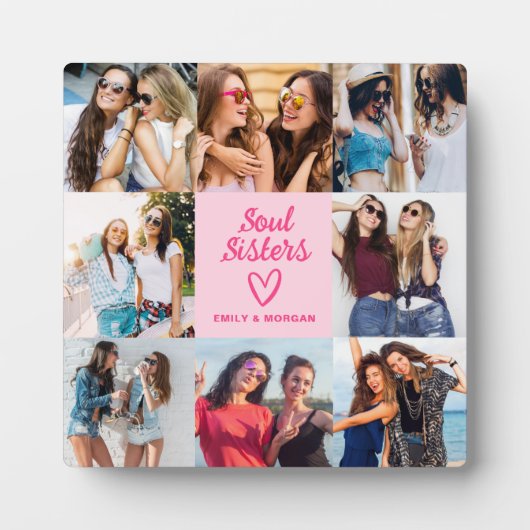 Soul Sisters Roze Cadeau voor Vrienden Fotocollage Fotoplaat (Voorkant)
