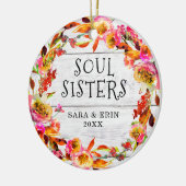 Soul Sisters Specialized Floral Wreath Shiplap Keramisch Ornament (Links)
