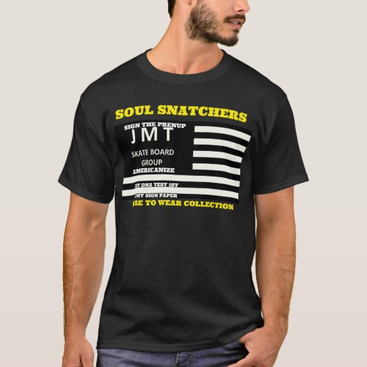 SOUL SNATCHERS. Basic donker T-shirt (Voorkant)