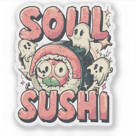 Soul Sushi Funny Halloween Sushi Pun Sticker (Voorkant)