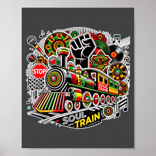 Soul Train African American Melanin Africa Black H Poster (Voorkant)