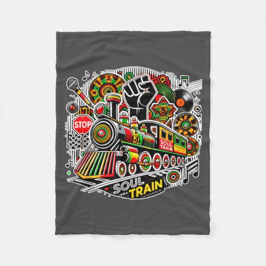 Soul Train Afro-Amerikaans Melanine Afrika Zwarte  Fleece Deken (Voorkant)