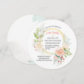 Soula Round Baptism Invitation Kaart (Voorkant / Achterkant)