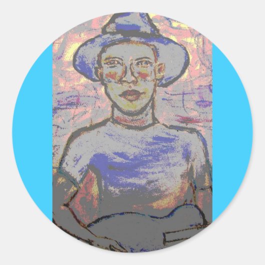 Soulful Bluesman Ronde Sticker (Voorkant)