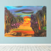 Soulful Horizon Hand Painted Design Canvas Afdruk (Insitu (Houten vloer))