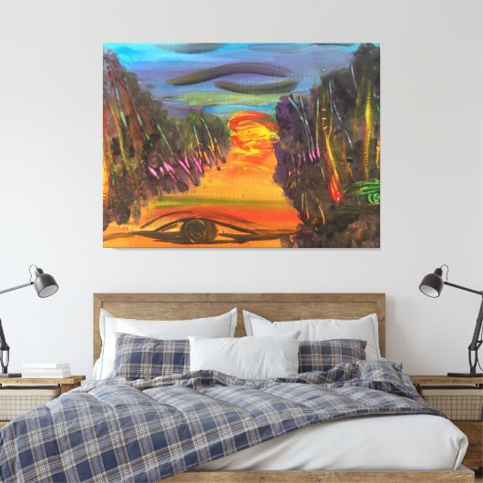 Soulful Horizon Hand Painted Design  Canvas Afdruk (Insitu (Slaapkamer))