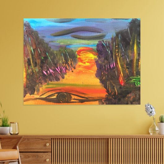 Soulful Horizon Hand Painted Design Canvas Afdruk (Insitu (Woonkamer))