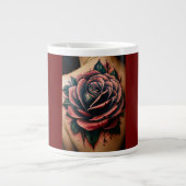 Soulful Journey: Tattoo stijl Roos kompas Mok" Grote Koffiekop (Voorkant)