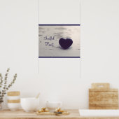 Soulful Paarse Stone Heart op een zandstrand Poster (Keuken)
