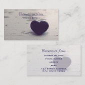 Soulful Paarse Stone Heart op een zandstrand Visitekaartje (Voorkant / Achterkant)