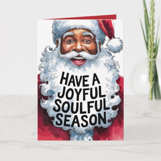 soulful season | Zwart Santa Wenskaart (5x7) Feestdagen Kaart (Voorkant)