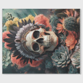Soulful Warrior, Indiaanse Gothic Skull Cadeaupapier (Vlak)