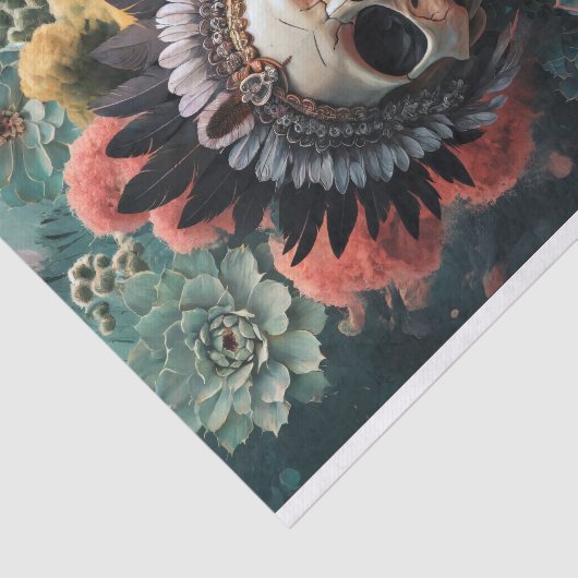 Soulful Warrior, Indiaanse Gothic Skull Tissuepapier (Detail)