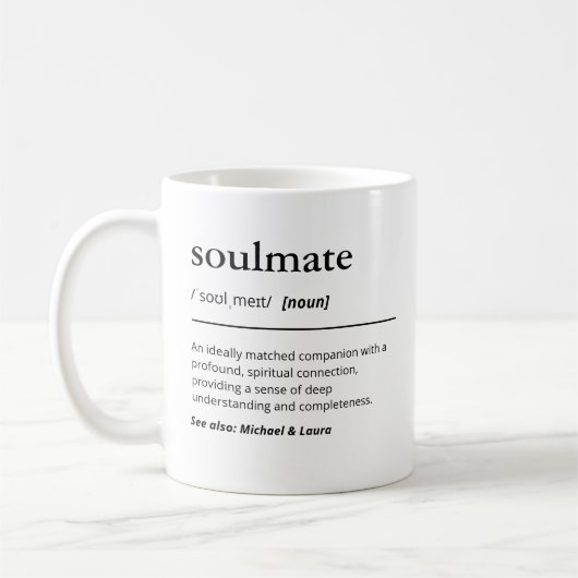 Soulmate definitie aangepaste naam woordenboek koffiemok (Links)