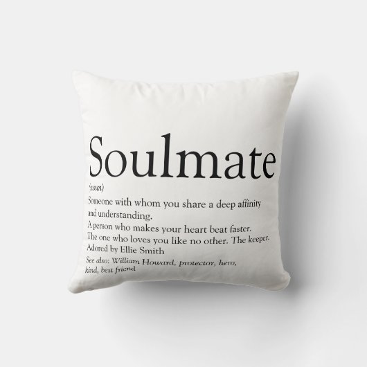Soulmate Definition Black en White Fun Kussen (Achterkant)